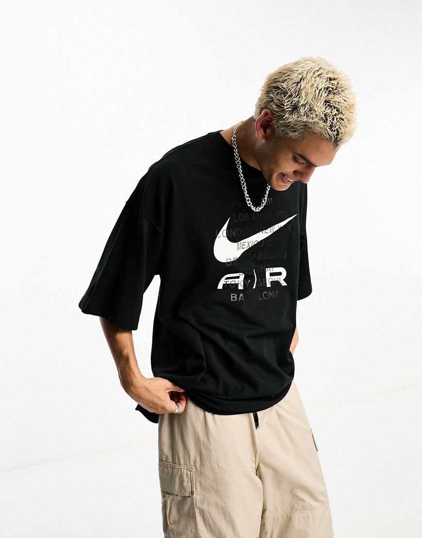 Air - T-shirt oversize nera con logo - Nike - Modalova