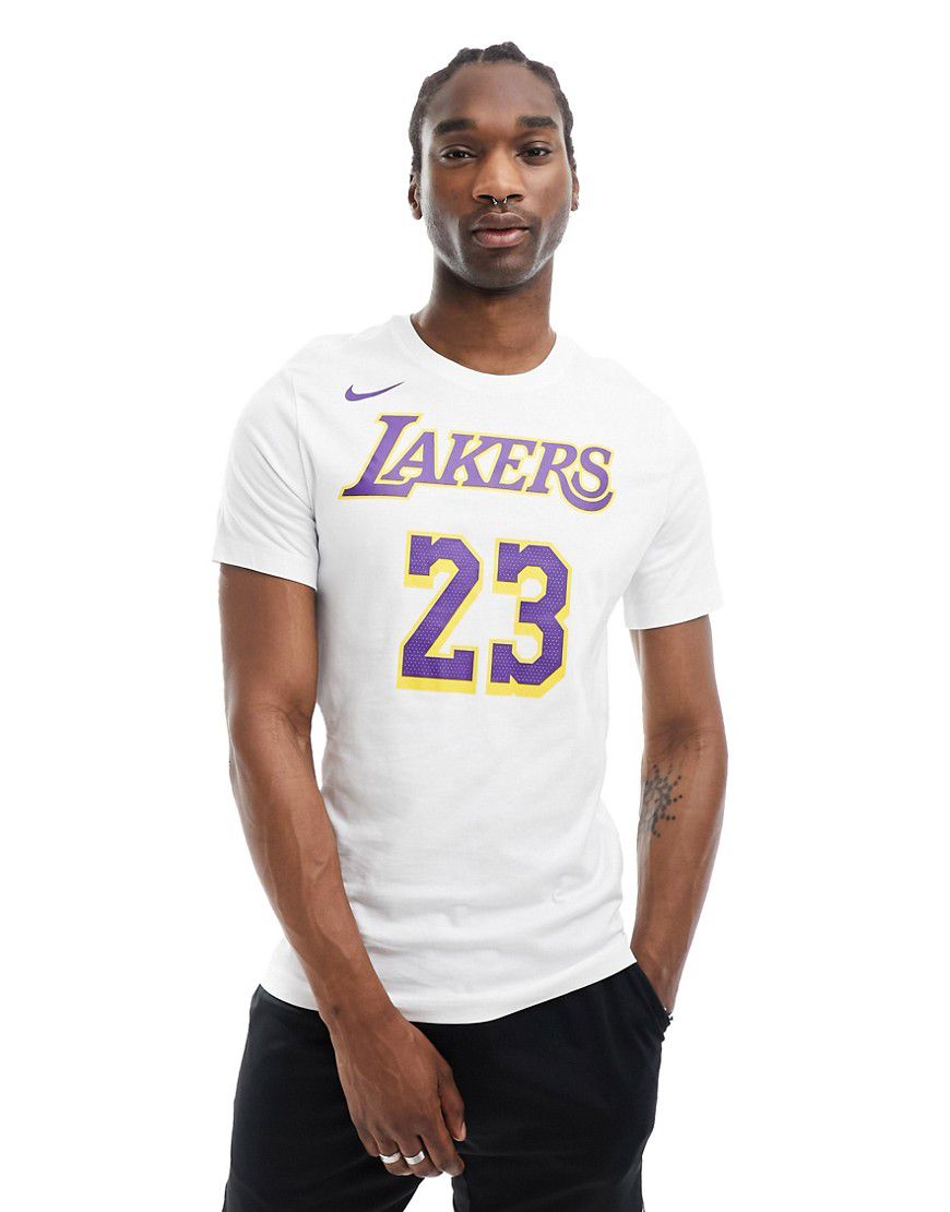 NBA LA Lakers Dri-FIT Lebron James Icons - Canotta in jersey e bianca - Nike Basketball - Modalova