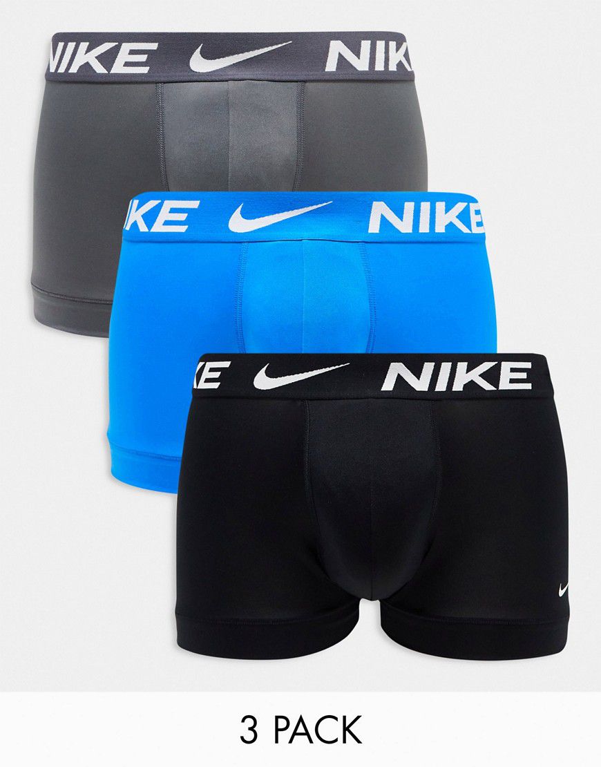 Dri-FIT - Confezione da 3 boxer aderenti in microfibra blu, grigi e neri - Nike - Modalova