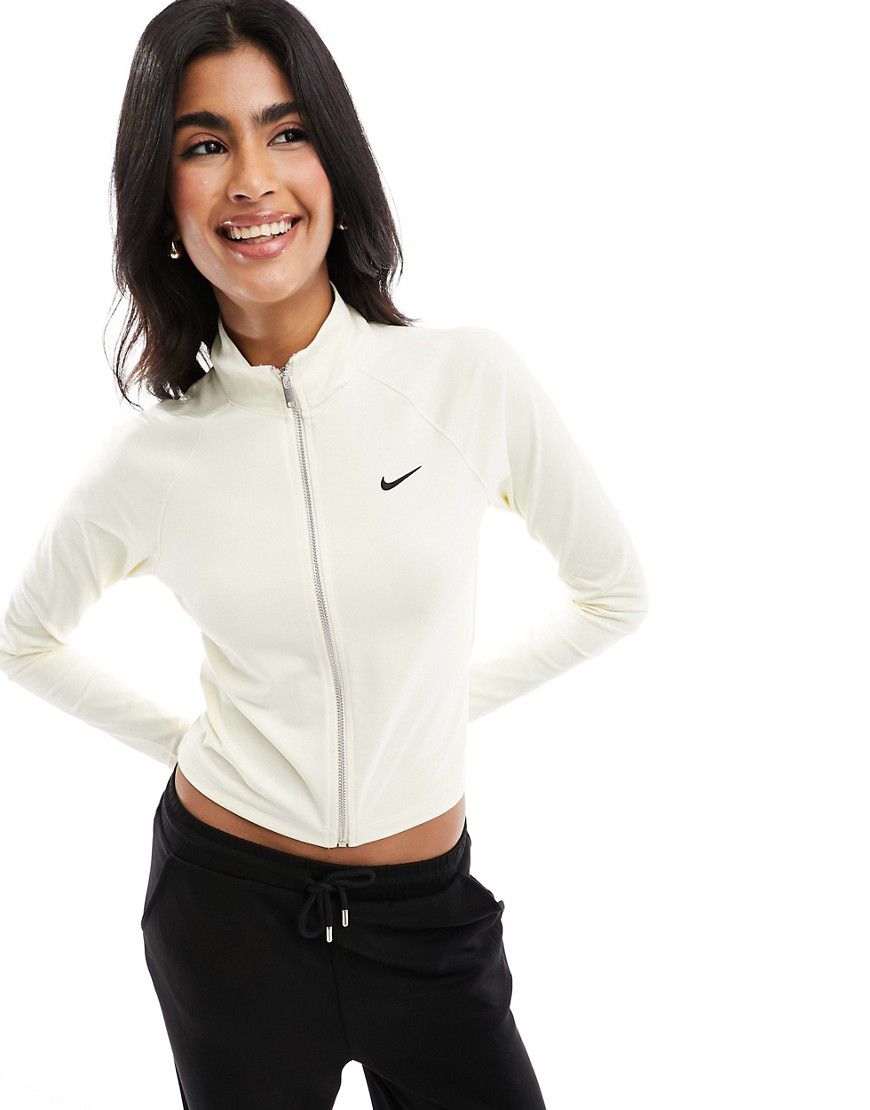 Giacca bianca a coste con zip e logo piccolo - Nike - Modalova