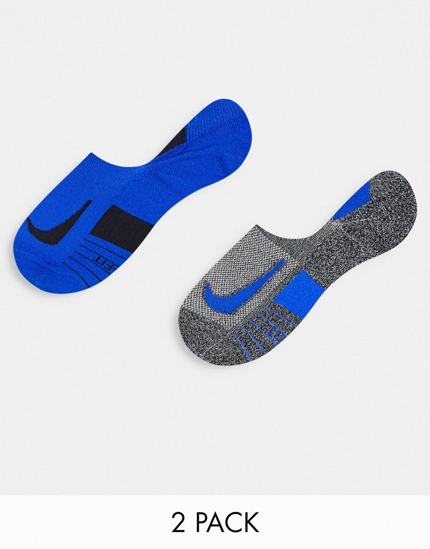 Multiplier - Confezione da 2 paia di fantasmini grigi e blu - Nike Running - Modalova