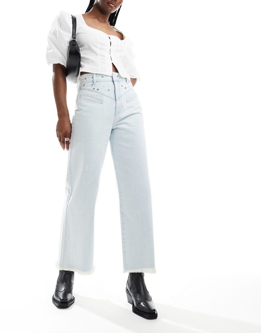 Jeans culotte indaco chiaro con borchie - Scalpers - Modalova