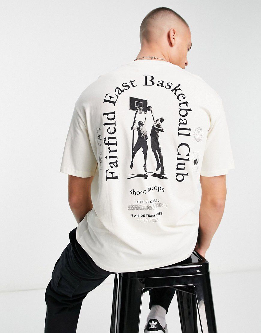 T-shirt oversize con stampa stile basketball sul retro - Selected Homme - Modalova