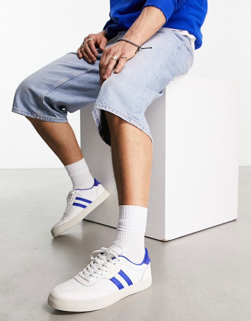 Court Vulc - Sneakers bianche in pelle con riga blu con logo - Polo Ralph Lauren - Modalova