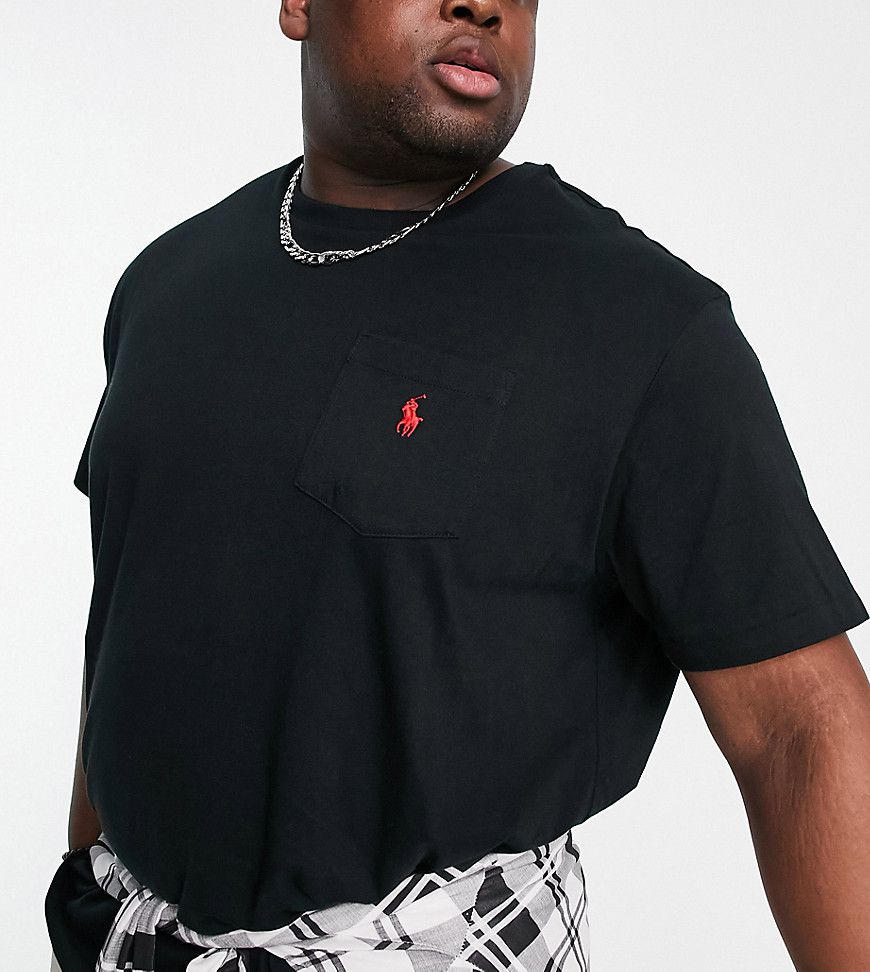 Big & Tall - T-shirt nera con logo - Polo Ralph Lauren - Modalova