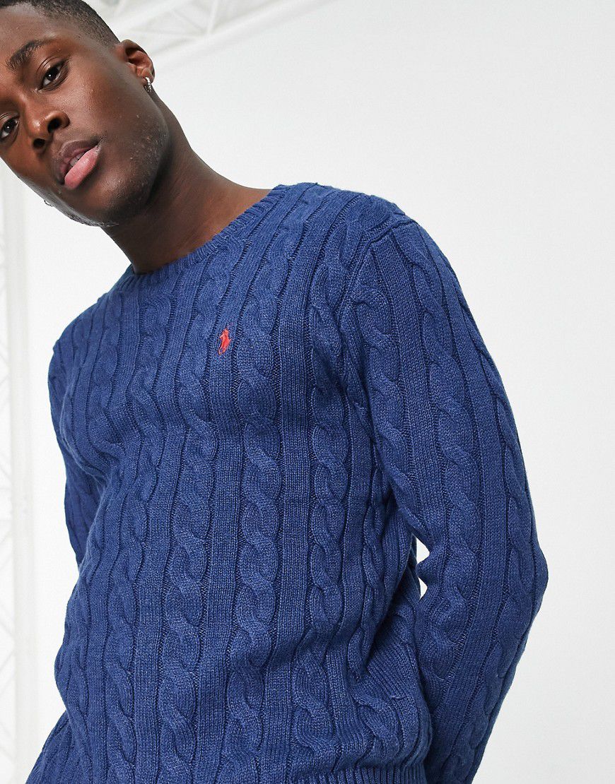 Maglione in maglia a trecce di cotone mélange con logo - Polo Ralph Lauren - Modalova