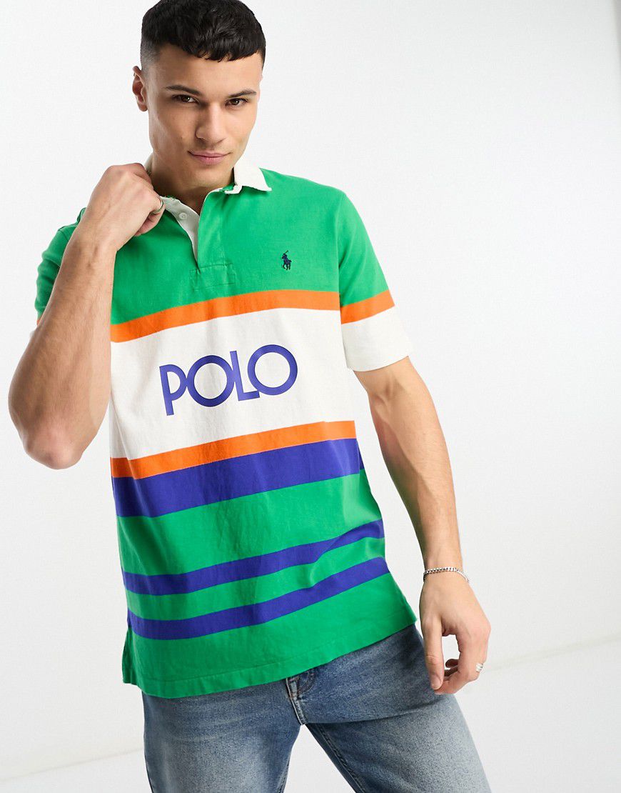 Polo stile rugby vestibilità classica a maniche corte a righe con logo - Polo Ralph Lauren - Modalova