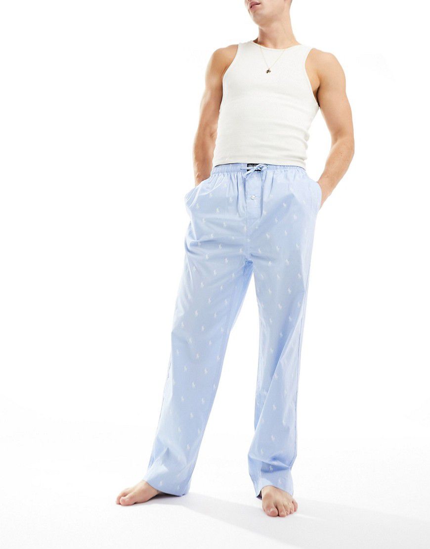 Pantaloni del pigiama azzurri con logo ripetuto - Polo Ralph Lauren - Modalova