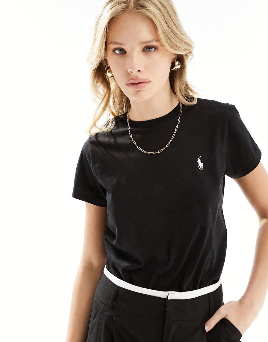 T-shirt girocollo nera con logo - Polo Ralph Lauren - Modalova