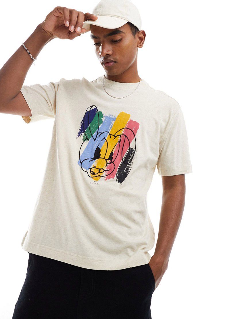 Paul Smith - T-shirt color crema con stampa di coniglio verniciato - PS Paul Smith - Modalova