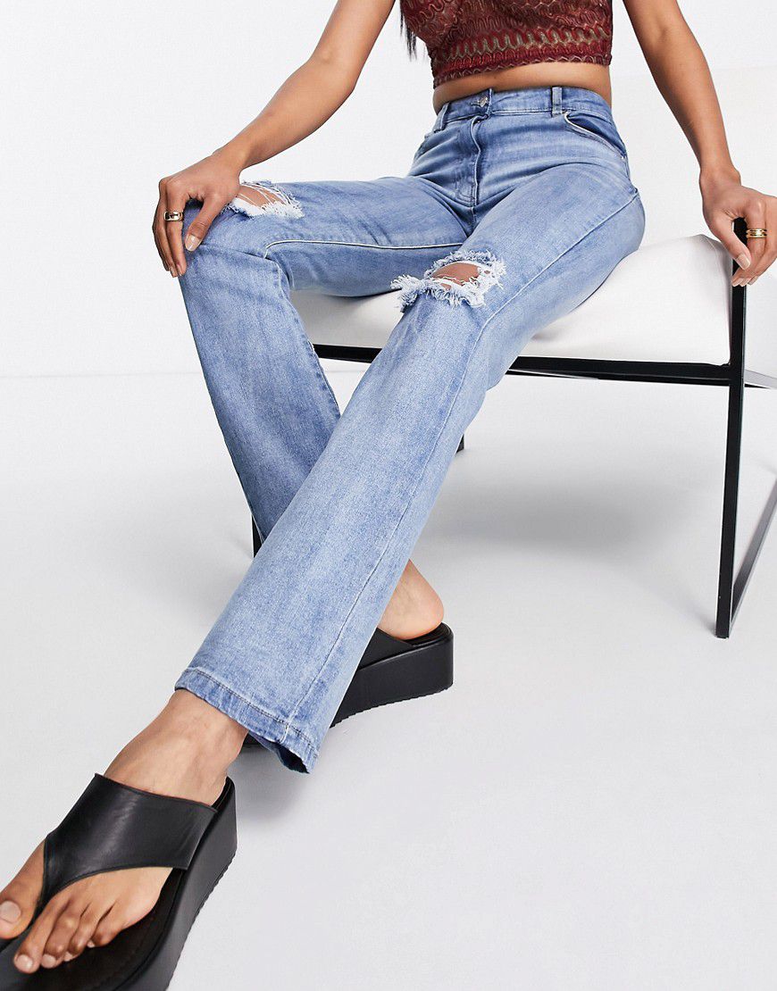 Jeans dritti a vita alta con strappi sulle ginocchia - Parisian - Modalova
