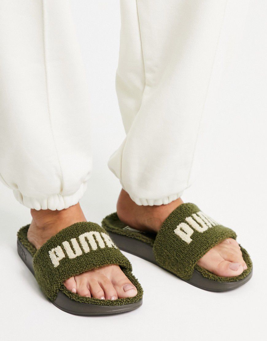 Sliders in pile kaki con logo - Puma - Modalova