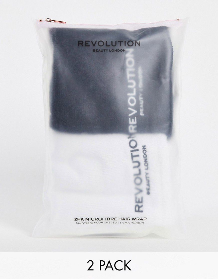 Revolution - Hair - Confezione da 2 asciugamani per capelli in microfibra nero/bianco - Revolution Hair - Modalova