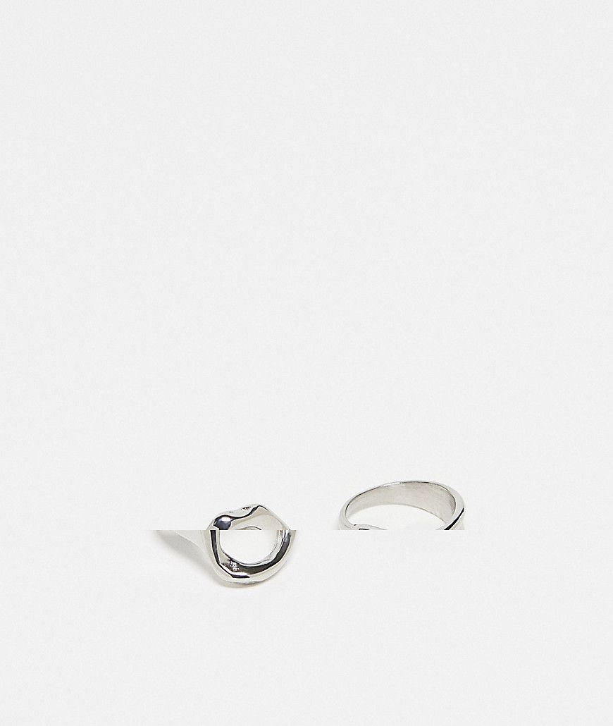Confezione da 2 anelli unisex in acciaio inossidabile effetto fuso - Reclaimed Vintage - Modalova
