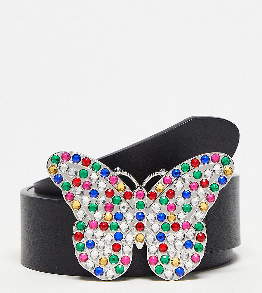 Cintura nera con farfalla - Reclaimed Vintage - Modalova
