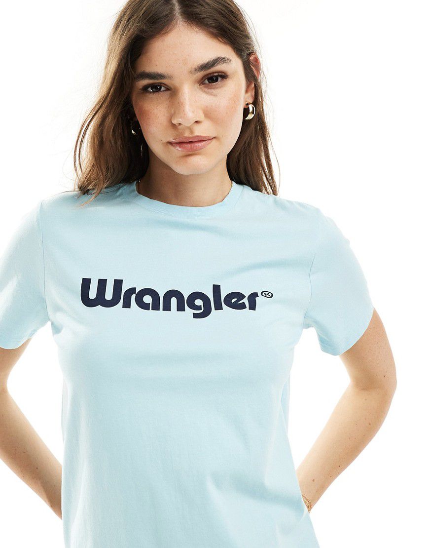 T-shirt azzurra con logo sul davanti - Wrangler - Modalova