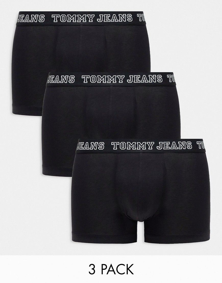 Tommy Jeans - Confezione da 3 paia di boxer aderenti neri stile college - Tommy Hilfiger - Modalova
