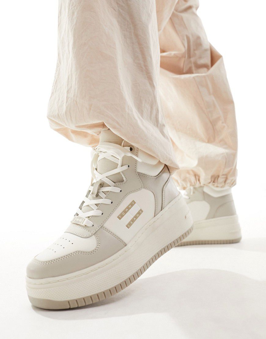 Sneakers alte rétro stile basket color pietra con suola flatform - Tommy Jeans - Modalova