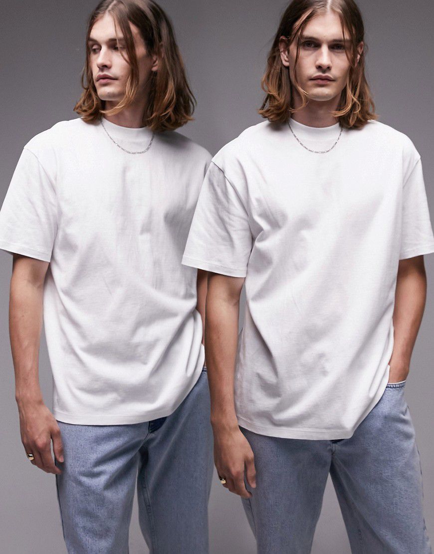 Confezione da 2 T-shirt vestibilità oversize bianche - Topman - Modalova