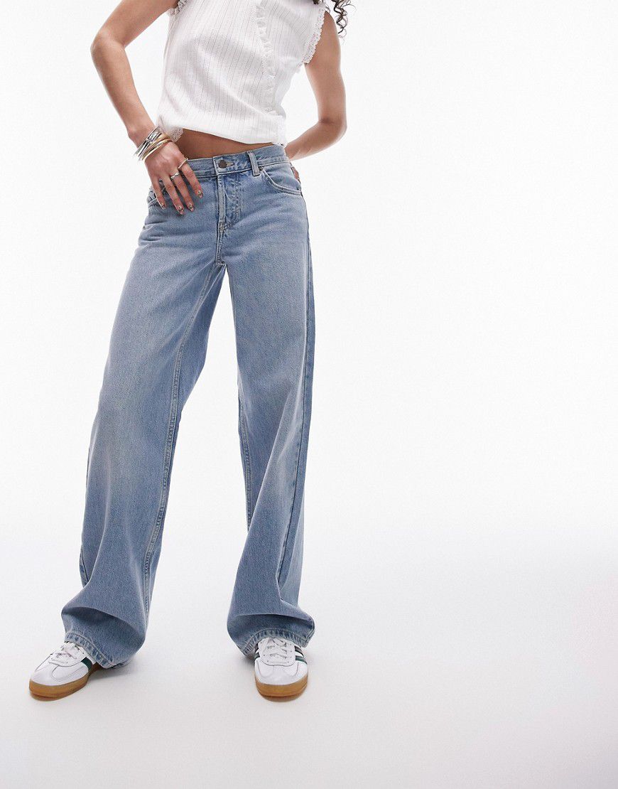 Ember - Jeans a vita bassa con fondo ampio candeggiati - Topshop - Modalova