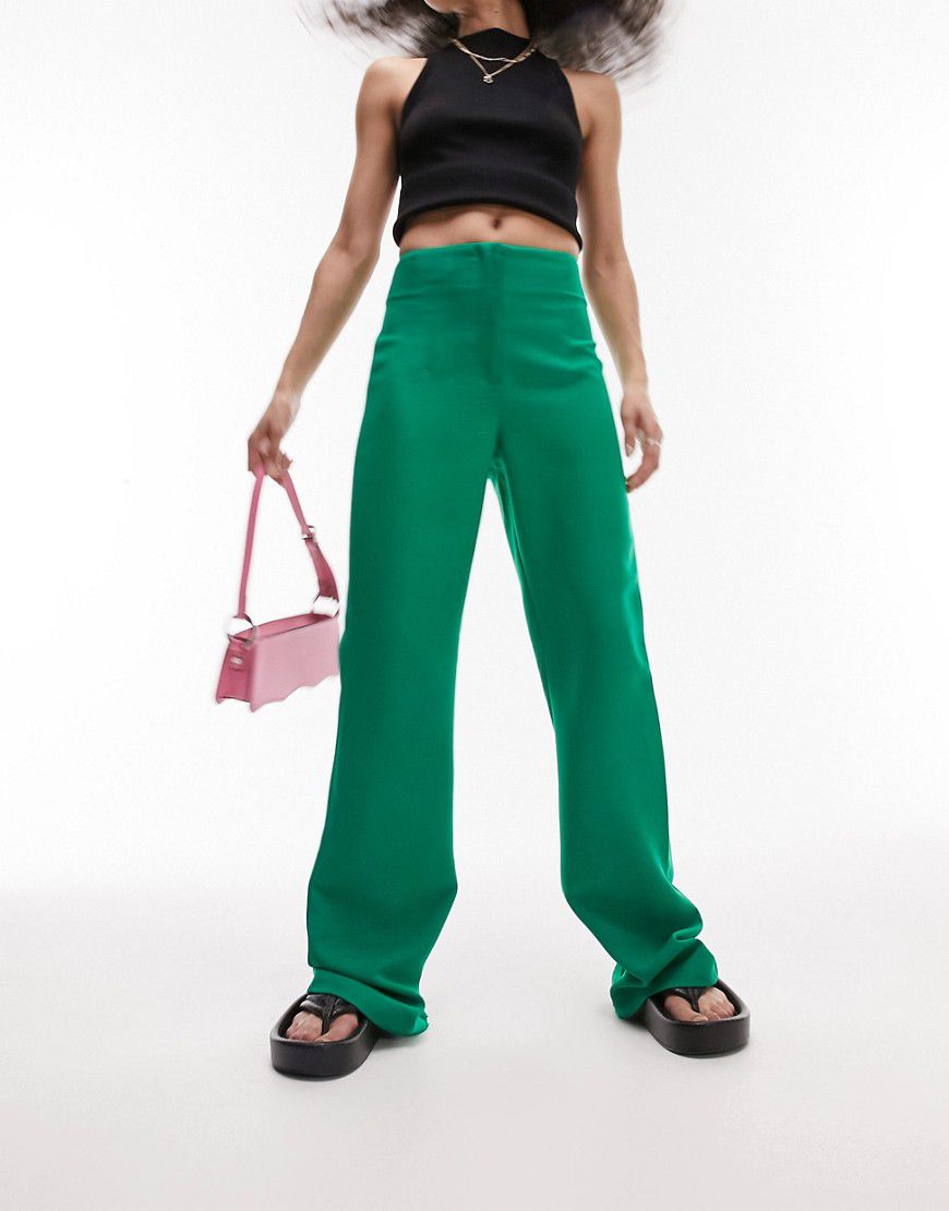 Pantaloni a zampa verdi con fondo spaccato in coordinato - Topshop - Modalova