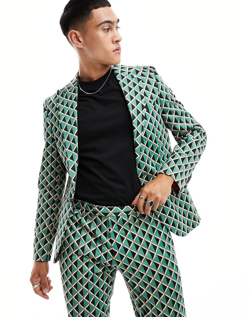 Shadoff - Giacca da abito con stampa geometrica vintage - Twisted Tailor - Modalova