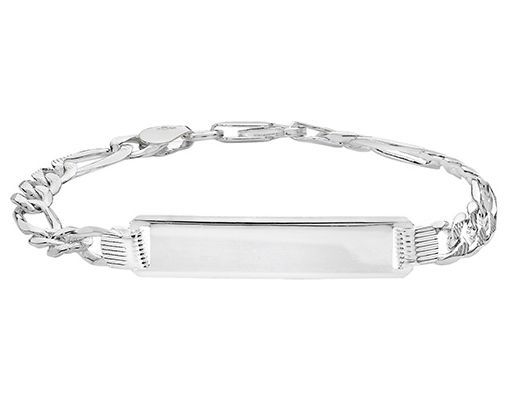 G2106/07 Silver Figaro Pave ID Bracelet Jewellery - James Moore TH - Modalova
