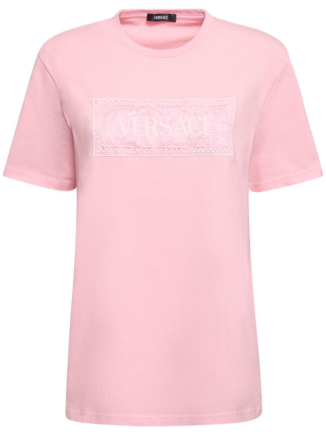 T-shirt In Jersey Di Cotone Con Logo - VERSACE - Modalova