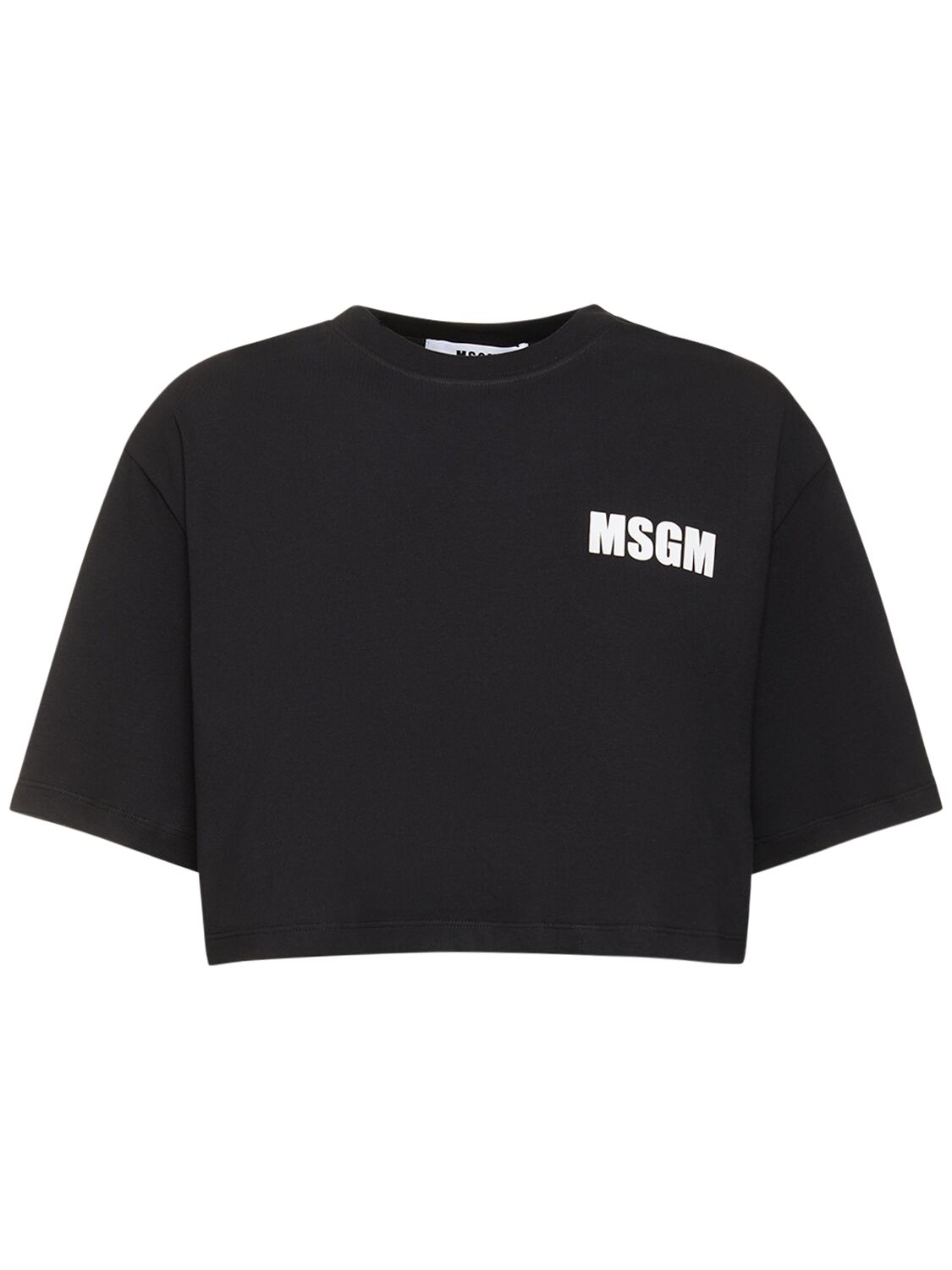 T-shirt Cropped In Cotone - MSGM - Modalova