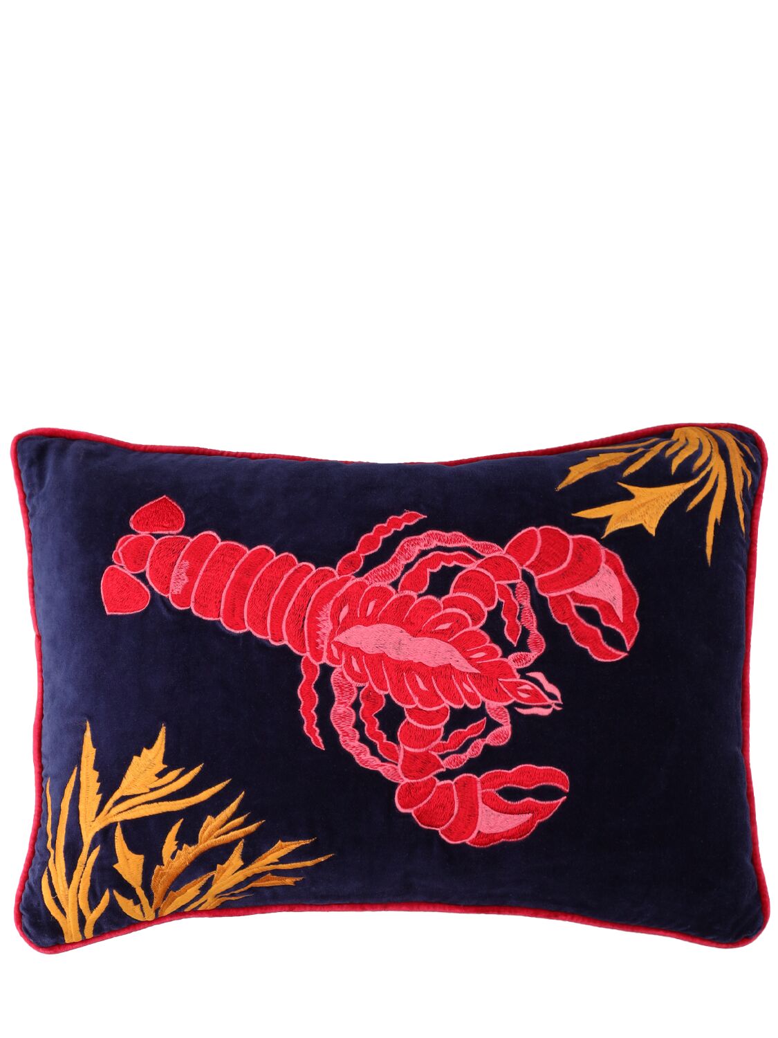 Hand-embroidered Cotton Velvet Cushion - LES OTTOMANS - Modalova