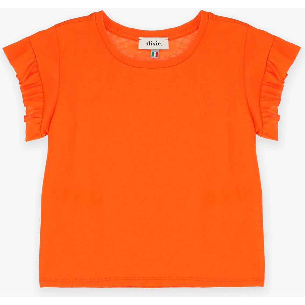 T-shirt bambina in puro cotone monocolour con ruches - Dixie - Modalova