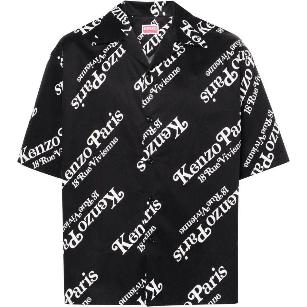 Camicia nera con logo stampato - Kenzo - Modalova