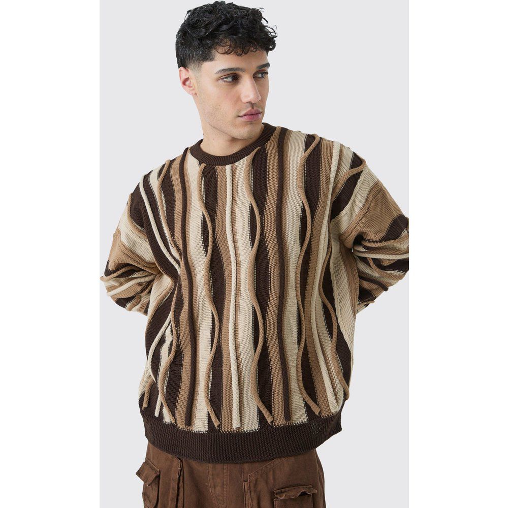 Maglione oversize in maglia in jacquard in rilievo - boohoo - Modalova