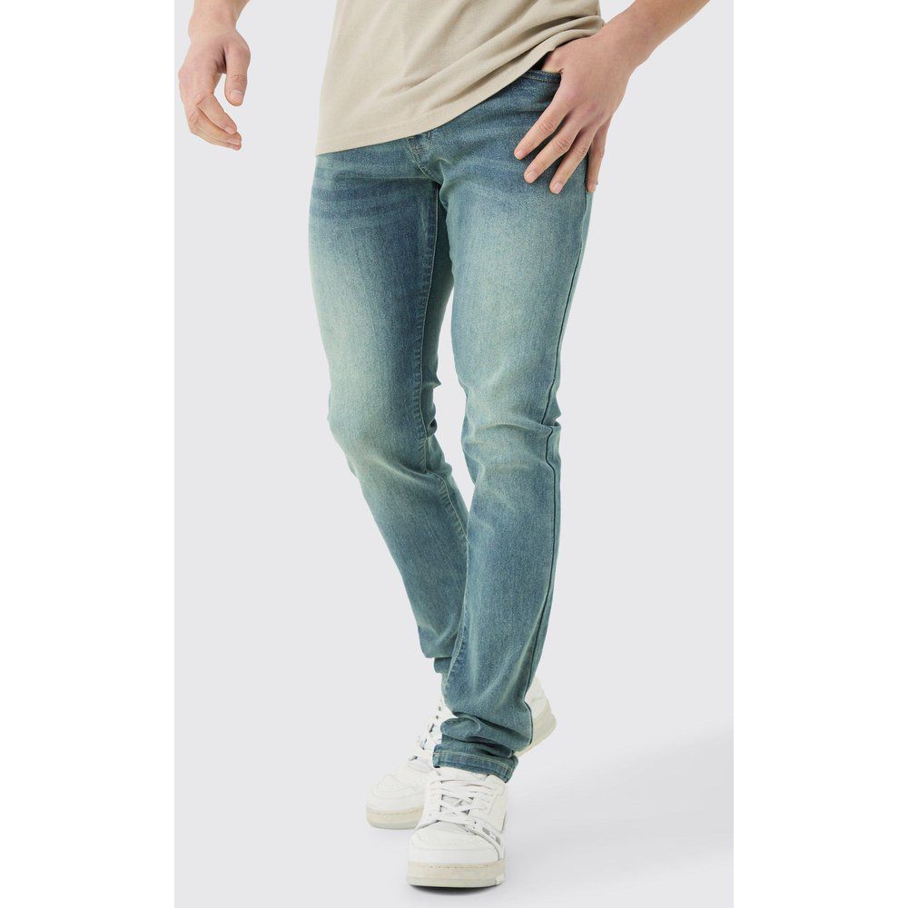 Jeans Skinny Fit Stretch con pieghe sul fondo blu antico - boohoo - Modalova