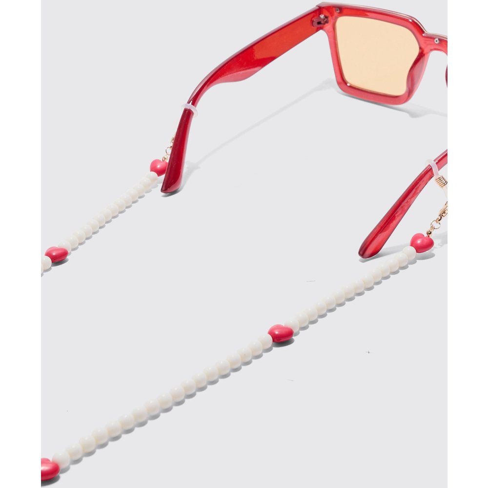 Catena per occhiali da sole rossa con perline a cuore - boohoo - Modalova
