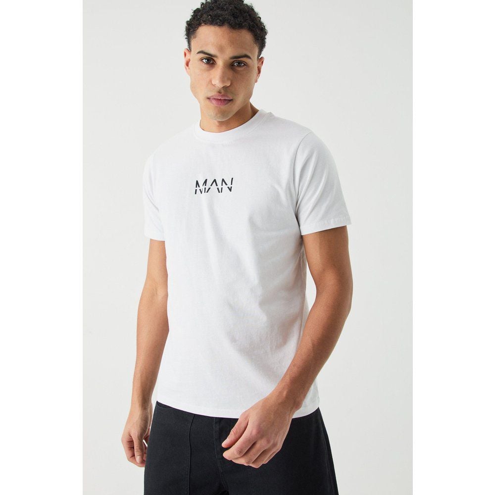 Man Dash Slim Fit T-shirt, Bianco - boohoo - Modalova