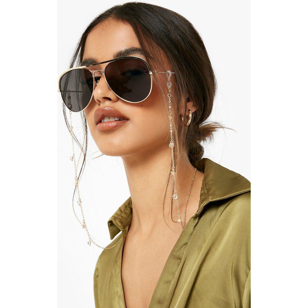 Catena per occhiali da sole decorata con dettagli trasparenti - boohoo - Modalova
