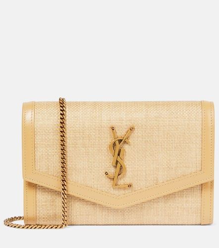 Portafoglio Uptown in rafia con tracolla - Saint Laurent - Modalova