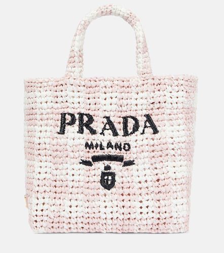 Shopper effetto rafia con logo - Prada - Modalova