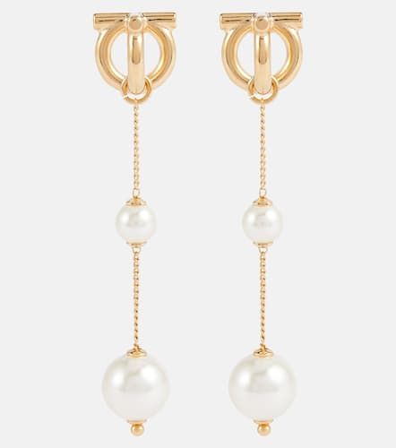 Gancini faux pearl drop earrings - Ferragamo - Modalova