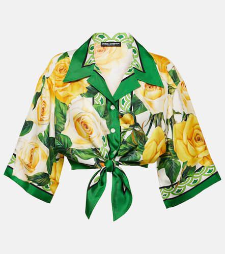 Camicia in seta con stampa floreale - Dolce&Gabbana - Modalova