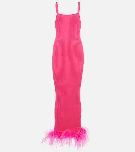 Rib-knit feather-trimmed dress - Giuseppe di Morabito - Modalova
