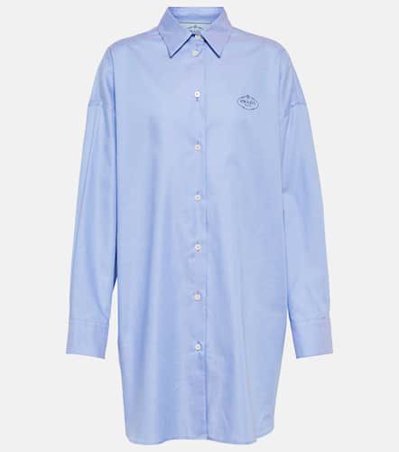 Camicia oversize in cotone con logo - Prada - Modalova