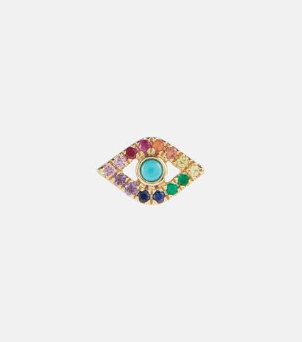 Orecchino singolo Evil Eye in oro 14kt con turchese e diamanti - Sydney Evan - Modalova