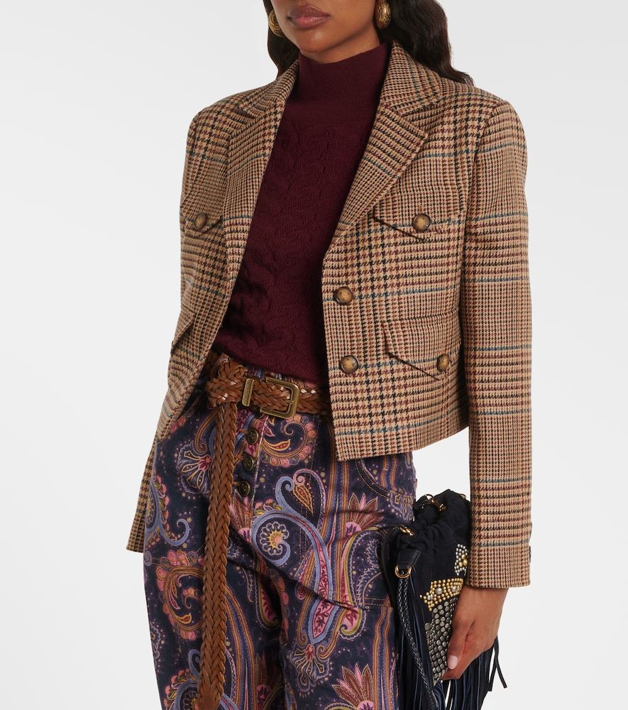 Houndstooth cropped wool blazer - Etro - Modalova