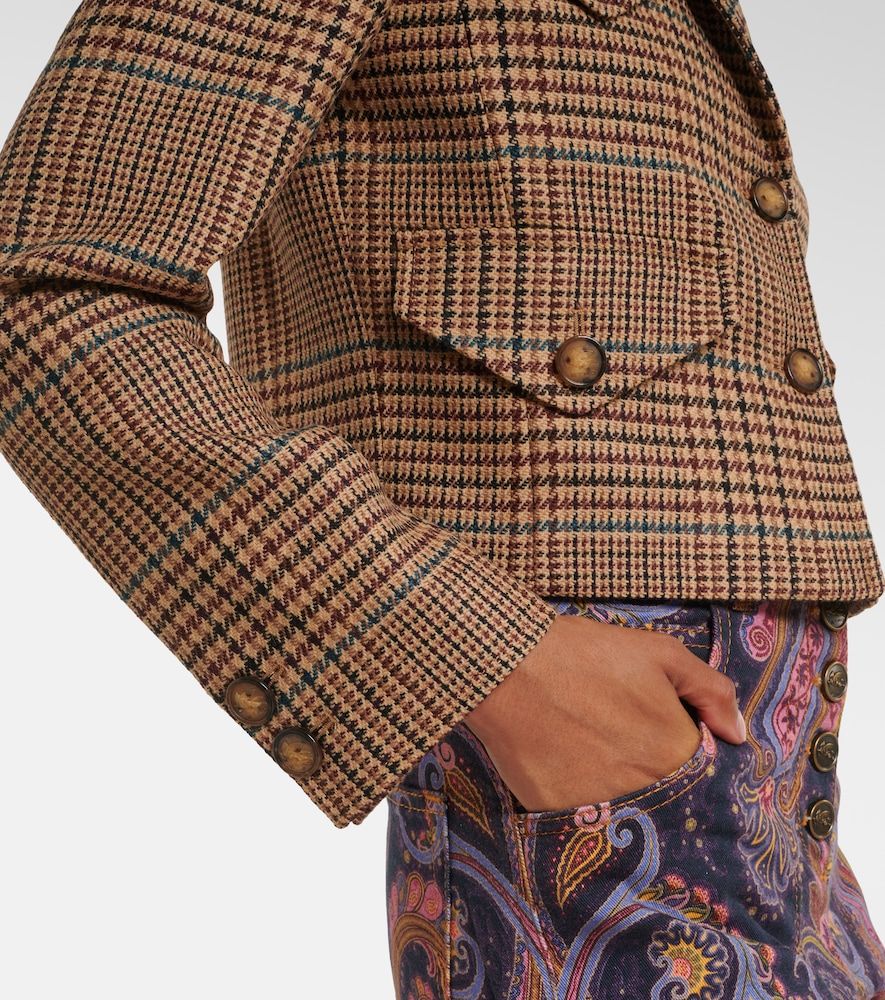 Houndstooth cropped wool blazer - Etro - Modalova