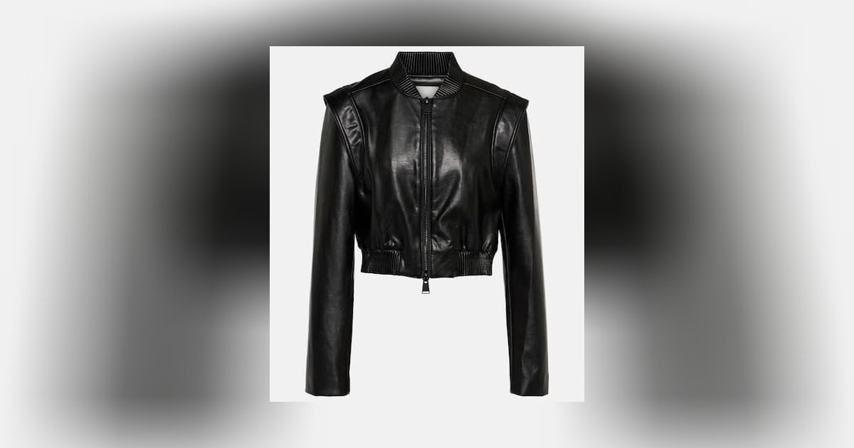 Faux leather bomber jacket in black - Simkhai