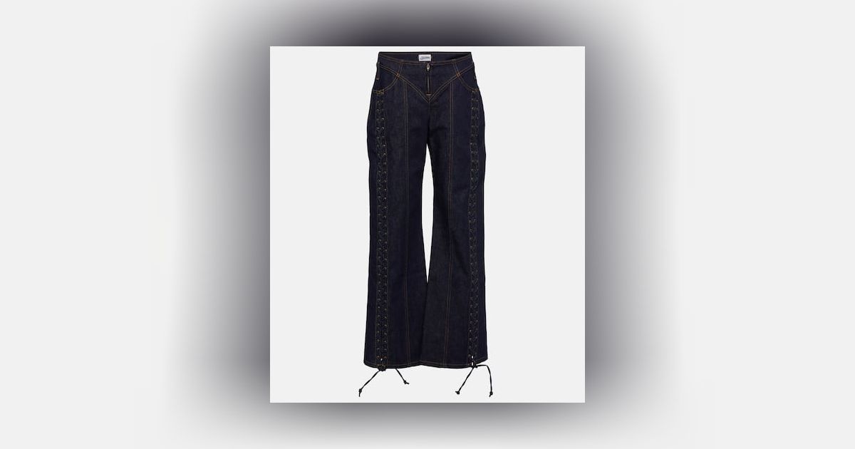 JEAN PAUL GAULTIER Lace-up low-rise wide-leg jeans