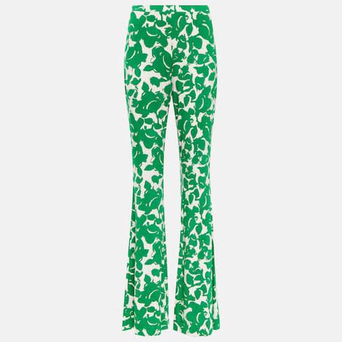 Low-rise velvet flared cargo pants in green - Blumarine