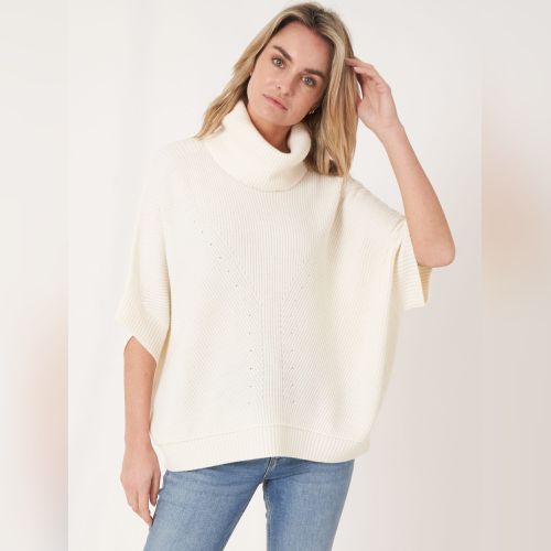 Turtleneck poncho sweater hot sale